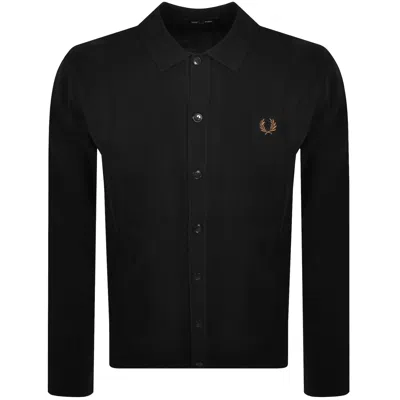 Fred Perry Button Through Knit Polo Shirt Black