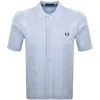 Fred Perry Button Through Knit Polo Shirt Blue In Blue