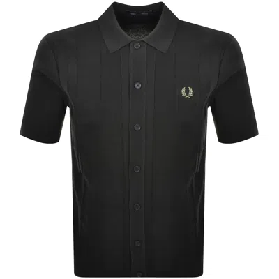 Fred Perry Button Through Knit Polo Shirt Green