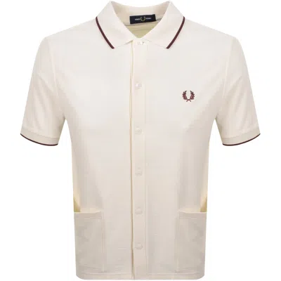 Fred Perry Button Through Polo Shirt Ecru In White