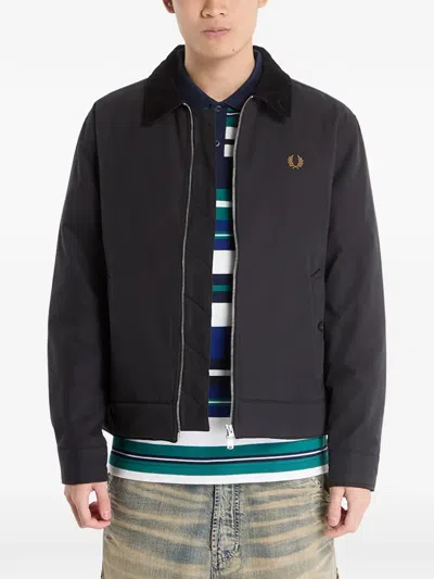 Fred Perry Caban Corduroy-collar Bomber Jacket In Black
