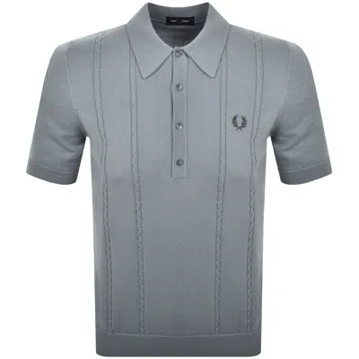 Fred Perry Cable Knit Polo Shirt Blue