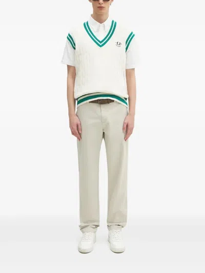 FRED PERRY CABLE-KNIT V-NECK SWEATER VEST