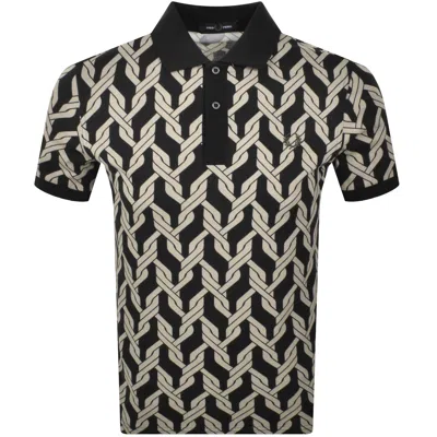 Fred Perry Cable Print Polo T Shirt Black