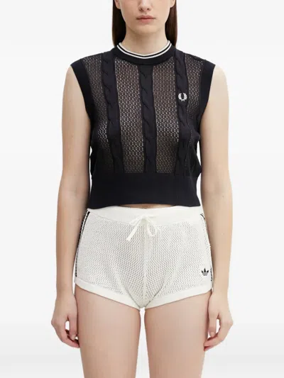 Fred Perry Cable-knit Mesh Top In Black