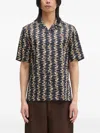 Fred Perry Camp-collar Patterned Shirt In Black