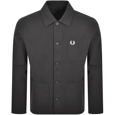Fred Perry Canvas Overshirt Anchor Grey In Gray