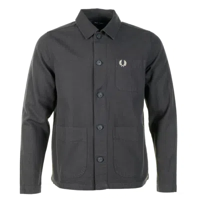 Fred Perry Canvas Overshirt Anchor Grey In Gray