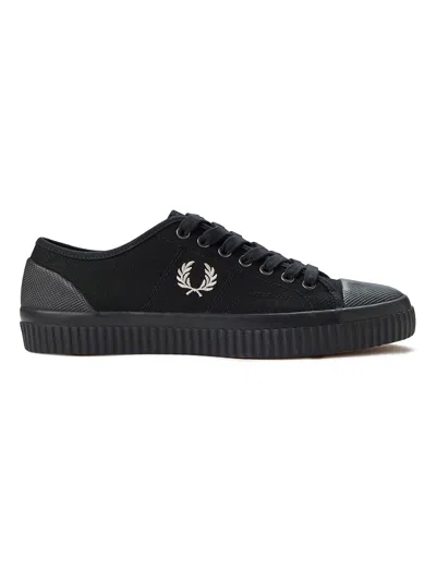 Fred Perry Canvas Sneakers With Logo Embroidery In Black