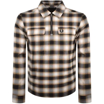 Fred Perry Check Long Sleeved Shirt Cream