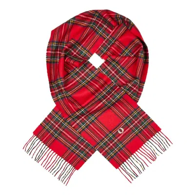 Fred Perry Checked Fringed Scarf In Multi