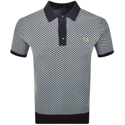 Fred Perry Checkerboard Knit Polo Shirt Navy In Multi
