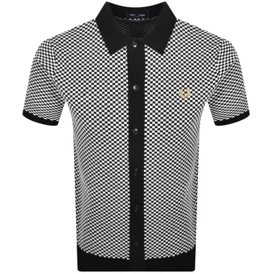 Fred Perry Chequrboard Button Thru Shirt In Black