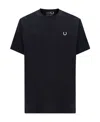 Fred Perry Logo-embroidered Cotton T-shirt In Black