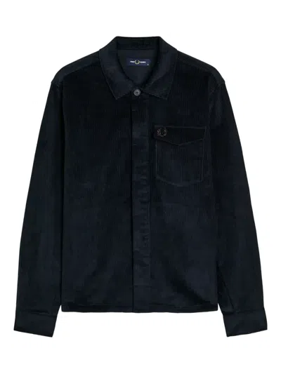 Fred Perry Chest-pocket Corduroy Shirt Jacket In Blue