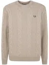 Fred Perry Chunky Cable Knit Jumper Warm Oat In Neutral