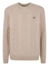 Fred Perry Chunky Cable Knit Jumper Warm Oat In Neutral