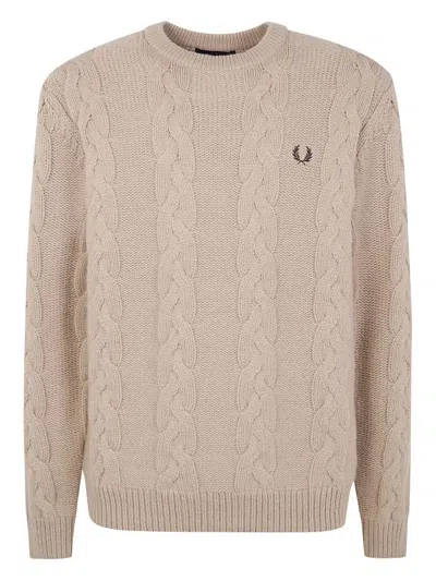 FRED PERRY "FRED PERRY" CHUNKY CABLE KNIT JUMPER,FP.K8562.56 Z19 WARM OAT