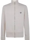 Fred Perry Chunky Rib Zip Through Cardigan In Beige