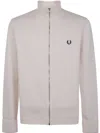 Fred Perry Chunky Rib Zip Through Cardigan In Beige