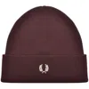 Fred Perry Wool-cotton Classic Beanie In Brown