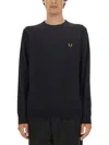 Fred Perry Blue Wool And Cotton Sweater In Blue