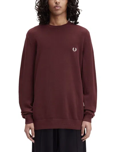 Fred Perry Classic Cotton Sweater For Men In Burgundy