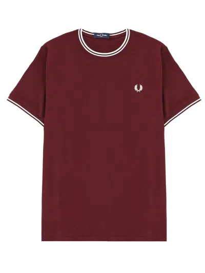 Fred Perry Classic Cotton T-shirt For Men In Burgundy