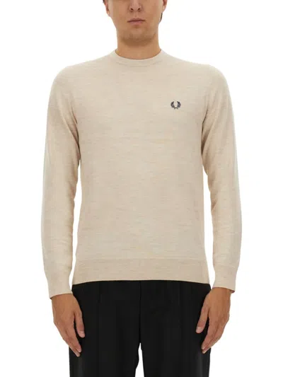 Fred Perry Classic Crew Neck Jersey In Neutrals
