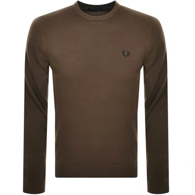 Fred Perry Classic Crew Neck Knit Jumper Brown