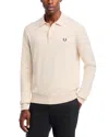 Fred Perry Mens Porridge Marl Embroidered-logo Long-sleeve Knitted Top In Porridge