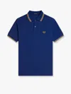 Fred Perry Cotton Pique Polo Shirt With Double Stripe In Blue
