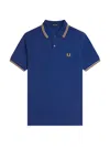 Fred Perry Cotton Pique Polo Shirt With Double Stripe In Blue