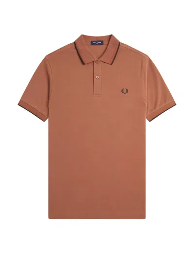 Fred Perry Classic Polo Shirt With Logo Embroidery In Brown