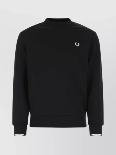 Fred Perry Classic Ribbed Crew Neck Sweater In Black