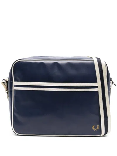 Fred Perry Classic Shoulder Bag In Carbon Blue Ecru