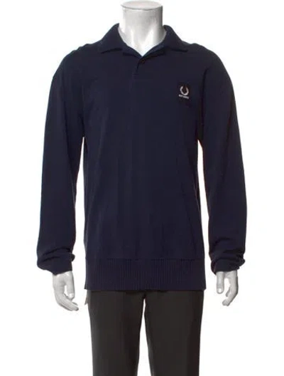 Pre-owned Fred Perry Collar Long Sleeve Polo Shirt In Blue