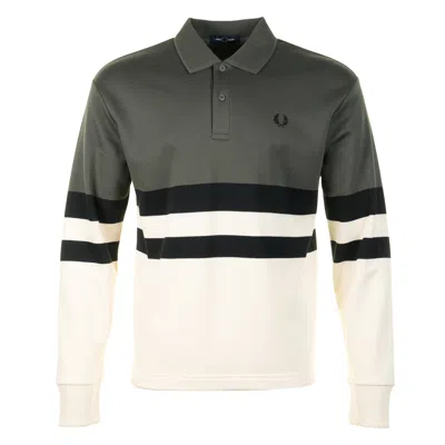 Fred Perry Colour Block Collared Sweatshirt Field Green