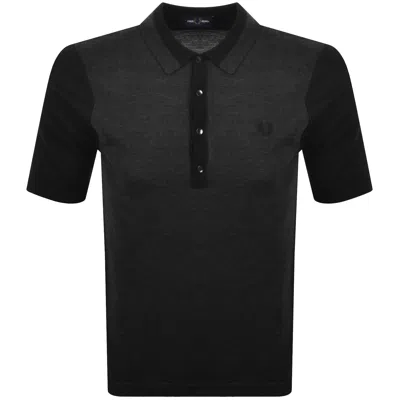 Fred Perry Colour Block Knit Polo Shirt Black