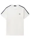 Fred Perry Cotton Contrast-tape Ringer T-shirt In Neutrals