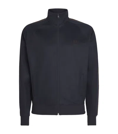 Fred Perry Contrast-tape Track Jacket In Blue