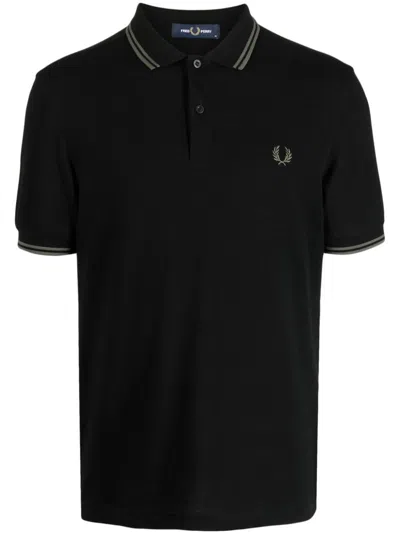 Fred Perry Contrast-trim Cotton Polo Shirt In Black
