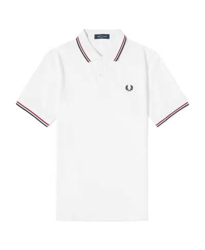 Fred Perry Contrast-trim Cotton Polo Shirt In White