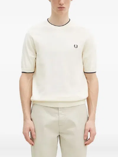 Fred Perry Contrast-trim T-shirt In White