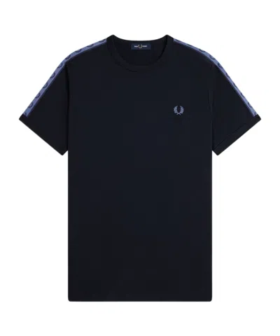 Fred Perry Contrast-tape T-shirt In Blue