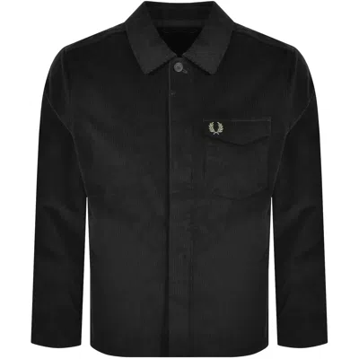 Fred Perry Corduroy Overshirt Black In Multi