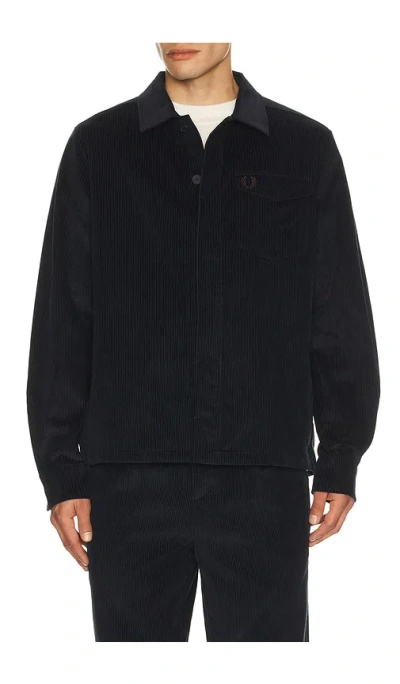 Fred Perry Corduroy Overshirt In Blue