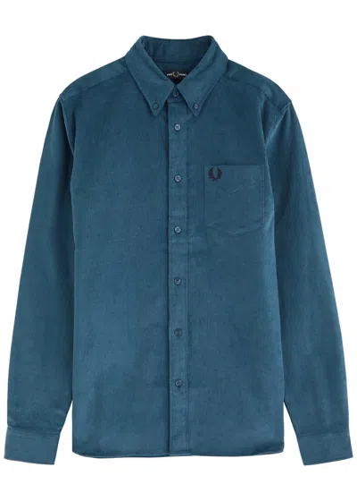 Fred Perry Corduroy Oxford Shirt In Blue