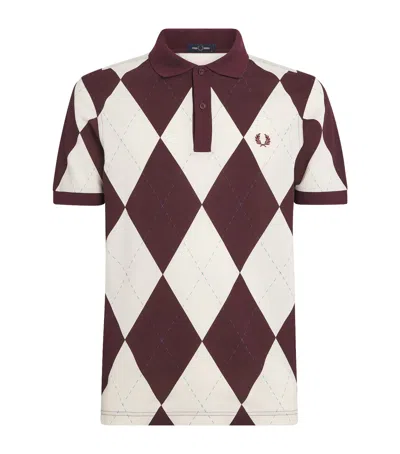 Fred Perry Cotton Argyle Polo In Black