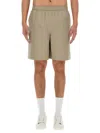 Fred Perry Cotton Bermuda Shorts Relaxed Knee Length In Green